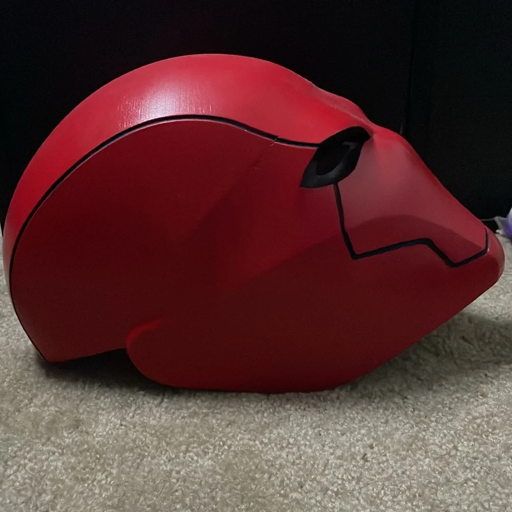 Red hood helmet